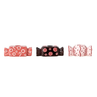Kaarsenhouder set keramiek roze maiano - set van 3 van Bloomingville, van bovenaf met vorm en indeling zichtbaar