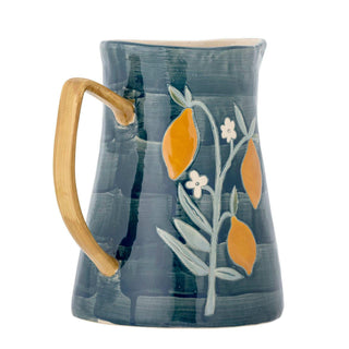 Kan aardewerk blauw Feriha 3L van Bloomingville, schuin bekeken met vorm en afwerking zichtbaar