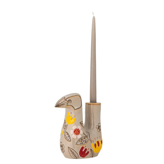 Kandelaar aardewerk beige Vivielle 21cm van Bloomingville, aan de achterzijde met afwerking zichtbaar