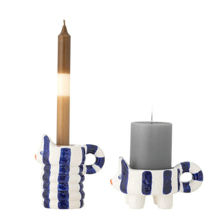 Kandelaar aardewerk blauw Caty - set van 2 van Bloomingville, duidelijk als hoofdfoto afgebeeld