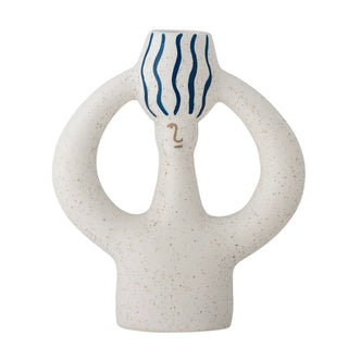 Kandelaar aardewerk blauw Hatty 17cm van Bloomingville, vanuit een aanvullend productaanzicht