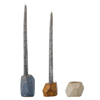 Kandelaar aardewerk blauw Kimber - set van 3 van Bloomingville, duidelijk als hoofdfoto afgebeeld
