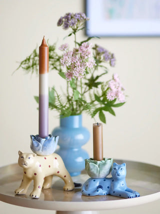 Kandelaar aardewerk blauw Rory - set van 2 van Bloomingville, toegepast in een sfeervolle interieursetting