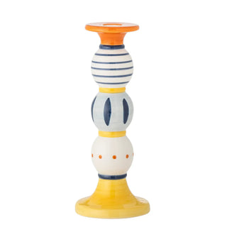 Kandelaar aardewerk geel Kairi 23cm van Bloomingville, aan de achterzijde met afwerking zichtbaar