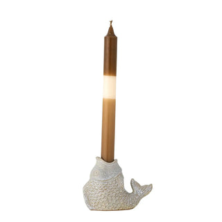 Kandelaar aardewerk grijs Hiro 11cm van Bloomingville, schuin bekeken met vorm en afwerking zichtbaar