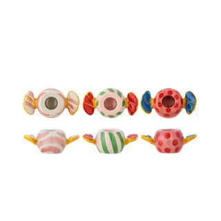 Kandelaar aardewerk roze Caramella - set van 3 van Bloomingville, aan de achterzijde met afwerking zichtbaar