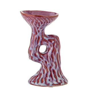 Kandelaar aardewerk roze Ivalie 16cm van Bloomingville, van bovenaf met vorm en indeling zichtbaar