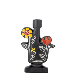 Kandelaar aardewerk zwart Vivielle 21cm van Bloomingville, van bovenaf met vorm en indeling zichtbaar