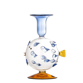 Kandelaar glas blauw Phila 11cm van Bloomingville, duidelijk als hoofdfoto afgebeeld