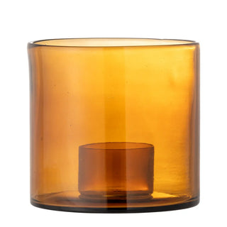 Kandelaar glas bruin Kahlah 19cm van Bloomingville, van dichtbij met materiaal en afwerking zichtbaar
