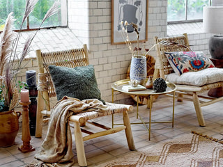 Kandelaar mango hout naturel Noore 46cm van Bloomingville, toegepast in een sfeervolle interieursetting