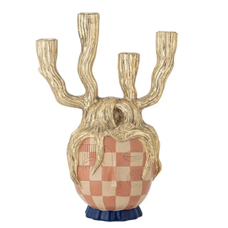 Kandelaar polyresin goud Medusa van Bloomingville, met materiaal en structuur van dichtbij zichtbaar