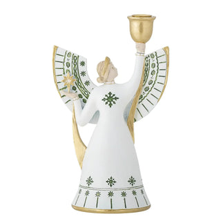 Kandelaar polyresin wit Evangeline 19cm van Bloomingville, aan de achterzijde met afwerking zichtbaar