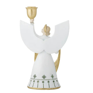Kandelaar polyresin wit Evangeline 19cm van Bloomingville, schuin bekeken met vorm en afwerking zichtbaar