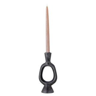 Kandelaar polyresin zwart Bijan 23cm van Bloomingville, aan de achterzijde met afwerking zichtbaar