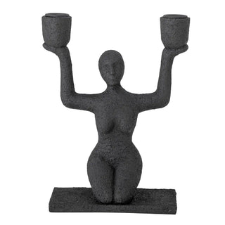 Kandelaar polyresin zwart Lucie 23cm van Bloomingville, vanuit een aanvullend productaanzicht