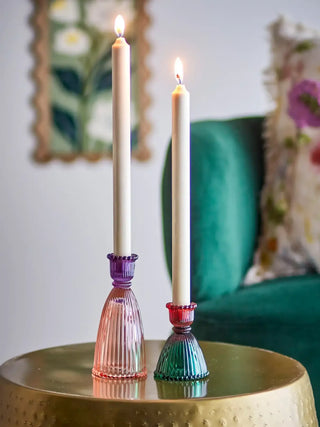 Kandelaar set glas multi Shilo - set van 2 van Bloomingville, in een gestileerde detailopstelling