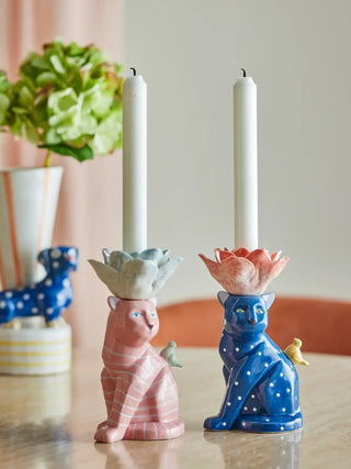 Kandelaars aardewerk multicolor Eri - set van 2 van Bloomingville, in een gestileerde detailopstelling
