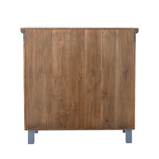 Kast blauw vurenhout Hazem 80x80cm van Bloomingville, aan de achterzijde met details duidelijk zichtbaar