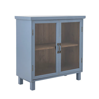 Kast blauw vurenhout Hazem 80x80cm van Bloomingville, van bovenaf met vorm en indeling zichtbaar