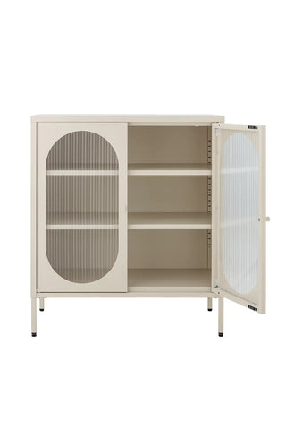 Kast metaal nature Salvo 90cm van Bloomingville, van opzij met verhoudingen en constructie zichtbaar