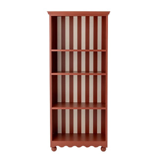 Kast rood Sasha 151cm van Bloomingville, van opzij met verhoudingen en constructie zichtbaar