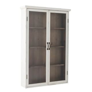 Kast wit met glas Hazem 81x122cm van Bloomingville, van opzij met verhoudingen en constructie zichtbaar