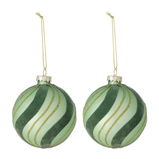 Kerstbal glas groen Sunita 8cm - 2 stuks van Bloomingville, duidelijk als hoofdfoto afgebeeld