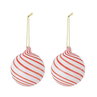Kerstbal glas rood Zwirl - 2 stuks van Bloomingville, duidelijk als hoofdfoto afgebeeld