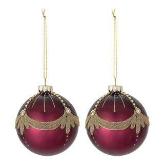 Kerstballen glas rood Suman 8cm - 2 stuks van Bloomingville, duidelijk als hoofdfoto afgebeeld