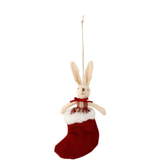 Kerstornament konijn rood Noella 26cm van Bloomingville, als konijnornament in een rode kerstsok