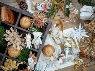 Kerstornament papier nature - 6 stuks van Bloomingville, in een gestileerde productopstelling