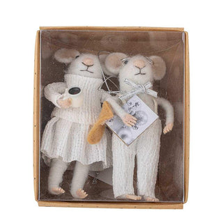 Kerstornament wol wit Peo 13cm - set van 2 van Bloomingville, vanuit een aanvullend productaanzicht