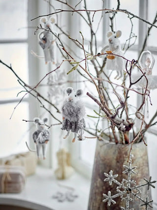 Kerstornament wol wit Peo 13cm - set van 2 van Bloomingville, in een gestileerde detailopstelling