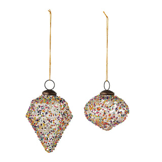 Kerstornamenten glas Chanda - set van 2 van Bloomingville, als set van twee veelkleurige glazen ornamenten