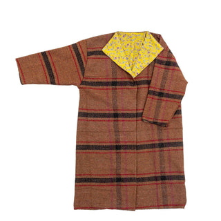 Kimono jas upcycled bruin rieti van Bloomingville, duidelijk als hoofdfoto afgebeeld
