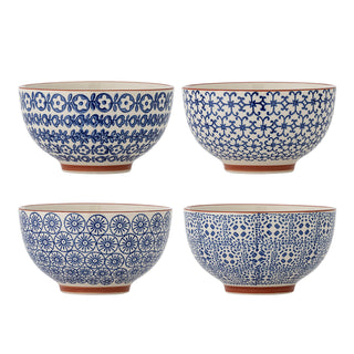 Kommen aardewerk blauw Karine - set van 4 van Bloomingville, duidelijk als hoofdfoto afgebeeld
