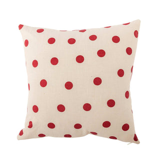 Kussen katoen roze bowie 45x45cm van Bloomingville, schuin bekeken met vorm en afwerking zichtbaar