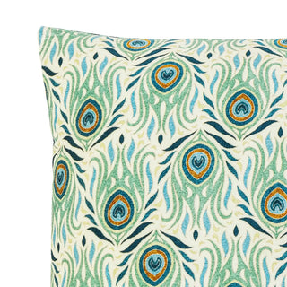 Kussen viscose groen Adia 50x50cm van Bloomingville, van opzij met vorm en constructie zichtbaar