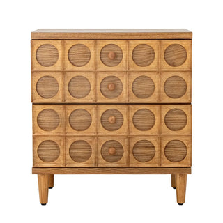 Ladekast mdf bruin Vester 61cm van Bloomingville, schuin van voren met vorm en afwerking zichtbaar