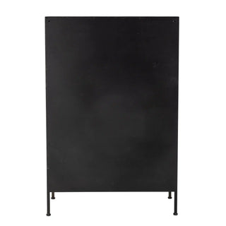 Ladekast metaal zwart Matteo 60x92cm van Bloomingville, schuin van voren met vorm en afwerking zichtbaar