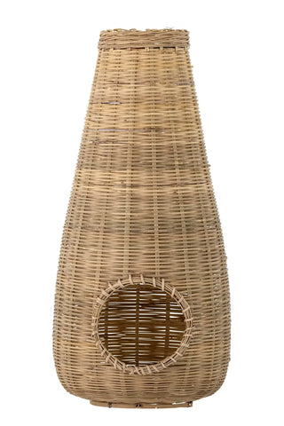Lantaarn bamboe nature Ottine 50cm van Bloomingville, schuin bekeken met vorm en afwerking zichtbaar