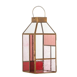 Lantaarn glas roze Drew 34cm van Bloomingville, aan de achterzijde met afwerking zichtbaar