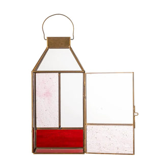 Lantaarn glas roze Drew 34cm van Bloomingville, vanuit een aanvullend productaanzicht