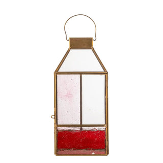 Lantaarn glas roze Drew 34cm van Bloomingville, schuin bekeken met vorm en afwerking zichtbaar