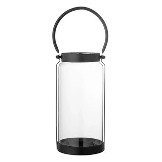 Lantaarn glas zwart Danila van Bloomingville, aan de achterzijde met afwerking zichtbaar