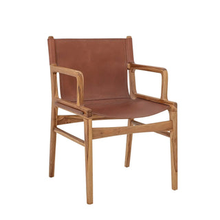 Lounge chair leer bruin Ollie van Bloomingville, van bovenaf met vorm en indeling zichtbaar