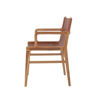Lounge chair leer bruin Ollie van Bloomingville, met materiaal en structuur van dichtbij zichtbaar