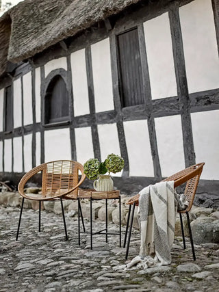 Lounge set naturel Dudine van Bloomingville, van opzij met verhoudingen en constructie zichtbaar