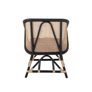 Lounge stoel rotan zwart Loue van Bloomingville, met materiaal en structuur van dichtbij zichtbaar